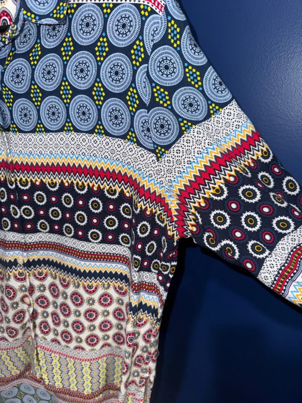 Peck & Peck- Western Boho Print High Low Blouse Size L - Picture 10 of 14